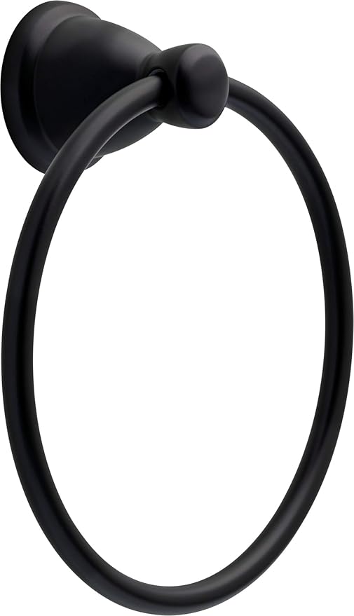 Franklin Brass Kinla 3-Piece Bathroom Set Matte Black 24" Towel Bar Rack, Toilet Paper Holder, Ring KIN3PC-MB