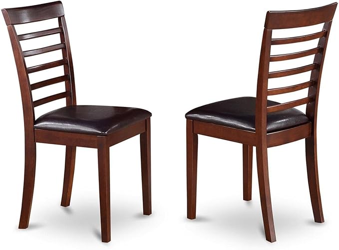 East West Furniture HLML3-MAH-LC 3 Piece Dining Table Set for Small Spaces Contains a Round Dining Room Table with Pedestal and 2 Faux Leather Upholstered Chairs, 42x42 Inch, Mahogany