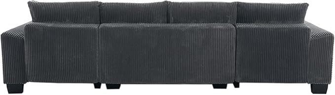 Symmetrical U Shaped Sectional Sofa Convertible Pull Out Sleeper Sofabed with Double Chaise Daybed , Corduroy Upholstered U Shaped Lounge Sofa Couch Bed w/ Throw Pillows for Living Room Apartment