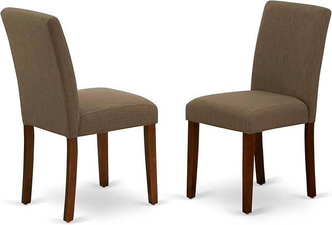 East West Furniture DUAB5-MAH-18 5 Piece Dining Set Includes a Rectangle Dining Room Table and 4 Coffee Linen Fabric Upholstered Chairs, 36x60 Inch, Mahogany