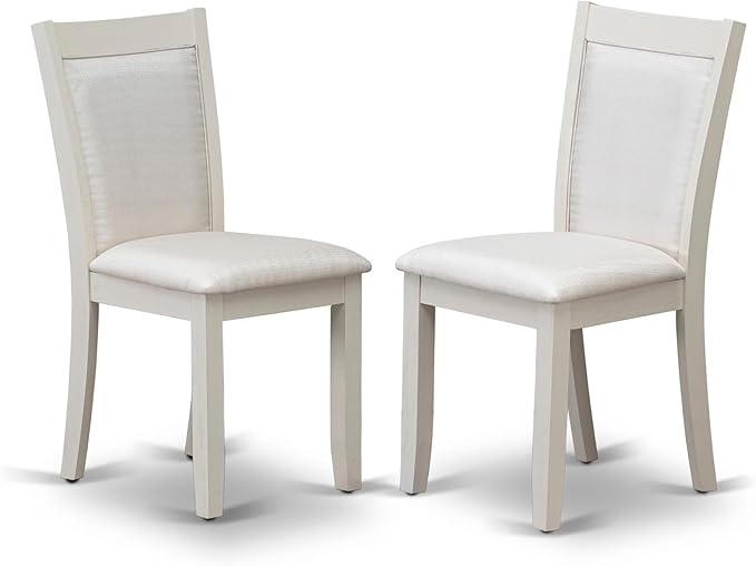 East West Furniture X027MZ001-7 7 Piece Modern Dining Table Set Consist of a Rectangle Wooden Table with X-Legs and 6 Cream Linen Fabric Parson Dining Chairs, 40x72 Inch, Multi-Color