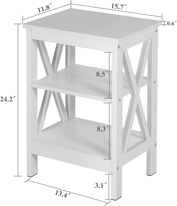 VECELO End Table Side Table with Storage Shelf Nightstands for Living Room,Bedroom Furniture,Shelves,