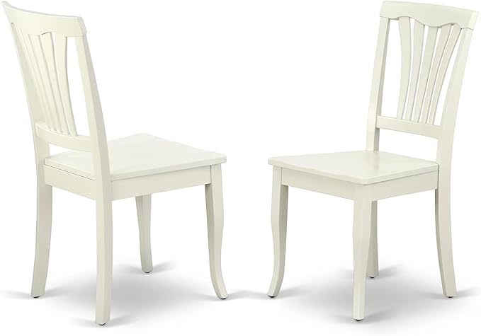East West Furniture DLAV5-LWH-W 5 Piece Dining Set Includes a Round Dining Room Table with Dropleaf and 4 Wood Seat Chairs, 42x42 Inch, Linen White