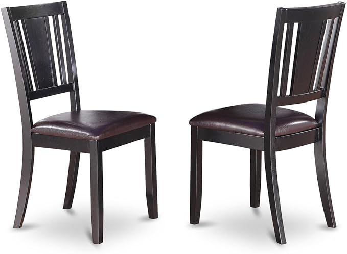 East West Furniture LGDU7-BLK-LC 7 Piece Modern Dining Table Set Consist of a Rectangle Wooden Table with Butterfly Leaf and 6 Faux Leather Dining Room Chairs, 42x84 Inch, Black