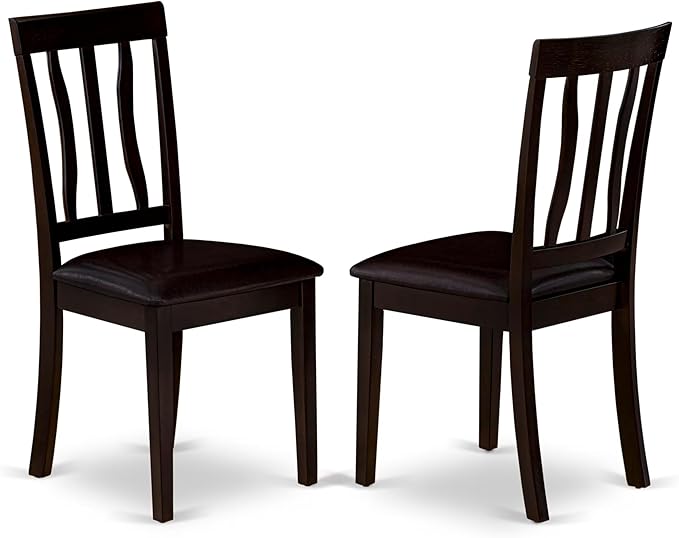 East West Furniture BOAN5-CAP-LC 5 Piece Dining Set Includes a Round Dinner Table and 4 Faux Leather Kitchen Dining Chairs, 42x42 Inch, Cappuccino