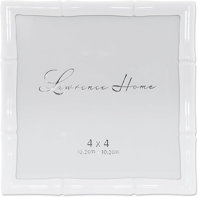 Lawrence Frames Cast Metal Frame - Bamboo Design, White, 4x4