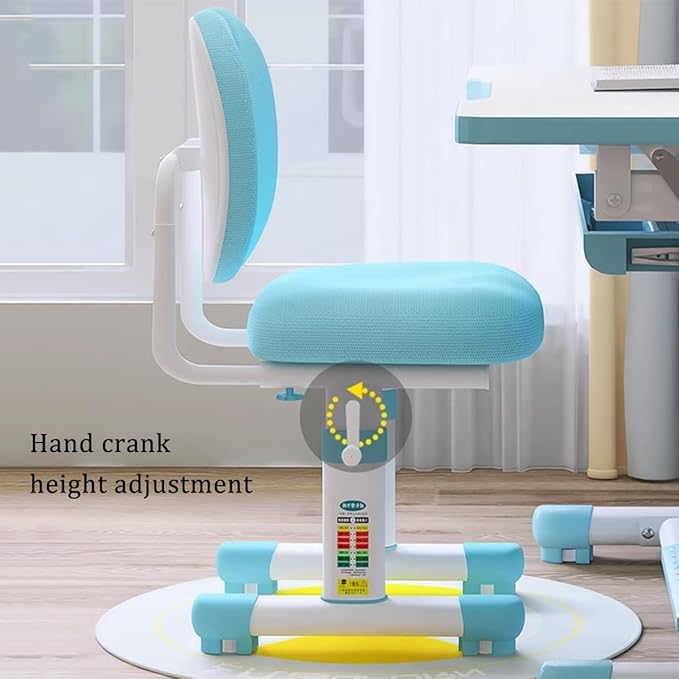 Kids Desk and Chair Set 3-18 Years Ergonomic Height Adjustable Children School Study Desk with Tilt Desktop, Drawer Boy and Girl Table and Chair Set 3 Modes Light