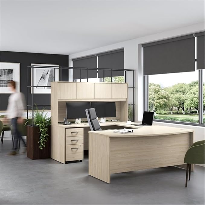 Bush Business Furniture Studio C Office Storage Cabinet with Drawers and Shelves in Natural Elm, Organization for Home or Professional Workspace