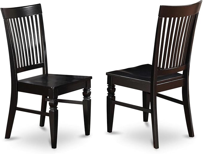 East West Furniture DLWE3-BLK-W 3 Piece Dining Room Table Set Contains a Round Kitchen Table with Dropleaf and 2 Dining Chairs, 42x42 Inch, Black