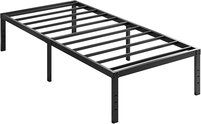 EMODA 14 Inch Twin Bed Frames No Box Spring Needed, Heavy Duty Metal Twin Platform Bed Frame, Noise Free, Easy Assembly, Black