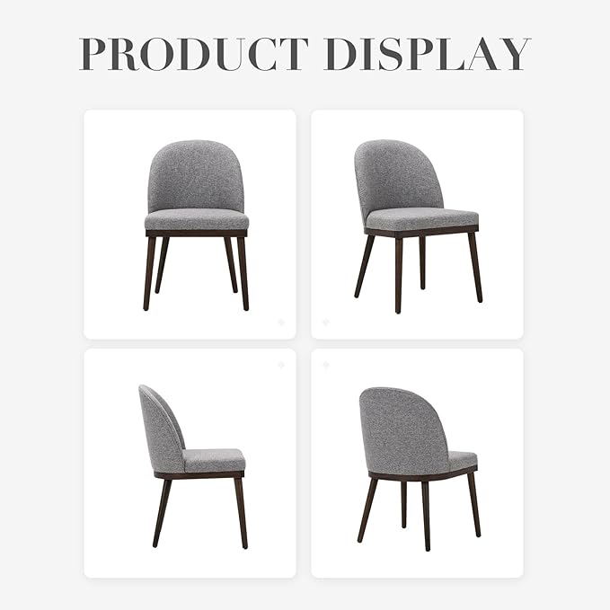 COLAMY Upholstered Dining Chairs Set of 6, Wooden Kitchen Chairs with Open Back, Modern Dining Room Chairs with Wood Frame, Dinner Side Chairs for Dining Room Kitchen Restaurant, Dark Grey