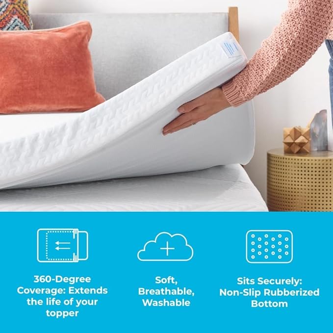 Linenspa 2 Inch Gel Swirl Memory Foam Mattress Topper with Machine-Washable-Cover