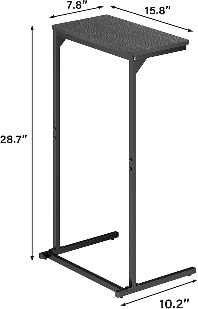 TUTOTAK C Shaped End Table, Small Side Table, Set of 2, 28.7 inch Tall Couch Table, Sofa Table, Living Room, Bed Room, Black TB01BK0712