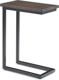 SIMPLIHOME Skyler 18-inch Wide Solid Mango/Metal Industrial C-Shaped End Table in Walnut Brown/Black for Living Room, Office, or Bedroom, Assembled