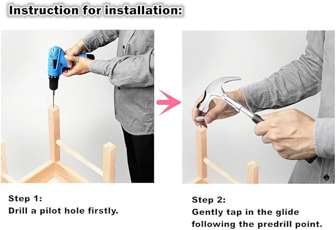 ALIMITOPIA 40pcs Furniture Glide Nail-in Thickened Nylon Chair Glide Slider Furniture Pad Floor Protector for Wooden Furniture Chair Tables Leg Feet(Φ30mm or 1.2";White)