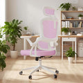 Ergonomic Office Chair - 400LB Comfy Desk Chairs with Headrest and Back Support, Heavy Duty Mesh Computer Chairs with Wheels and Arms for Home Office, Study, Bedroom and Dorm (04Pink)