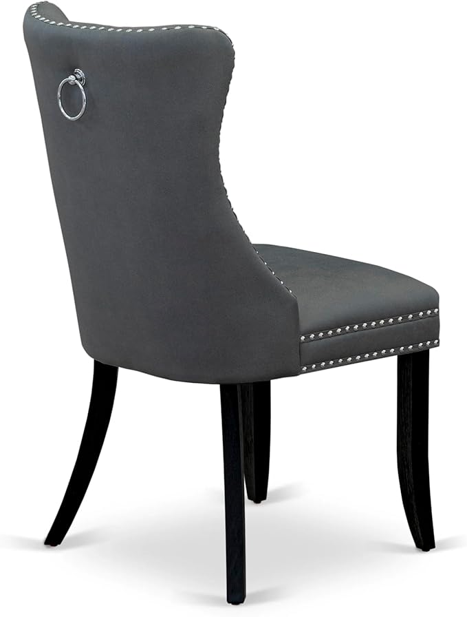 East West Furniture LGDA9-BLK-13 9 Piece Dining Set Includes a Rectangle Kitchen Table with Butterfly Leaf and 8 Polyester Fabric Upholstered Chairs, 42x84 Inch, Black