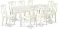 East West Furniture DOKE9-LWH-W 9 Piece Dining Set Includes a Rectangle Dining Table with Butterfly Leaf and 8 Kitchen Chairs, 42x78 Inch, Linen White