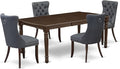 East West Furniture DODA5-MAH-13 5 Piece Dinette Set Includes a Rectangle Dining Table with Butterfly Leaf and 4 Polyester Fabric Upholstered Chairs, 42x78 Inch, Mahogany