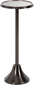 Kate and Laurel Sanzo Modern Pedestal Drink Table, 10 x 10 x 23, Gray Gunmetal, Decorative End Table with Mirrored Tabletop for Use as Small Plant Stand or Cute Martini Table