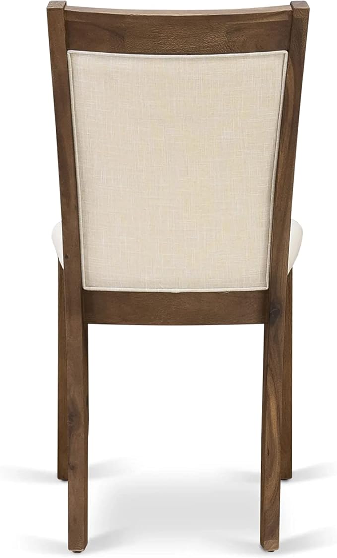East West Furniture X727MZN32-6 6 Piece Kitchen Table Set Contains a Rectangle Dining Table with X-Legs and 4 Light Beige Linen Fabric Parson Chairs with a Bench, 40x72 Inch, Multi-Color