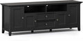 SIMPLIHOME Amherst 72-inch Wide Solid Wood TV Stand in Black, Transitional-Style Media Console for Living Room with Cable Management and Adjustable Shelves, Fits 80" TVs