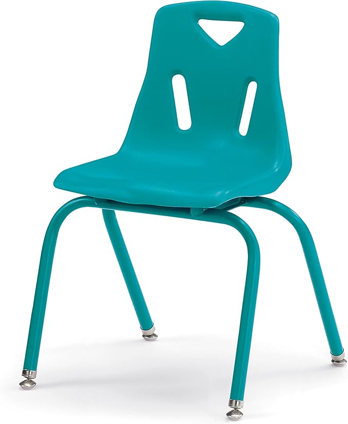 Berries Jonti-Craft 8126JC6005 Stacking Chairs with Powder-Coated Legs, 16" Height, Teal, Pack of 6