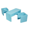 ECR4Kids Tri-Me Table and Cube Chair Set, Multipurpose Furniture, Cyan, 3-Piece