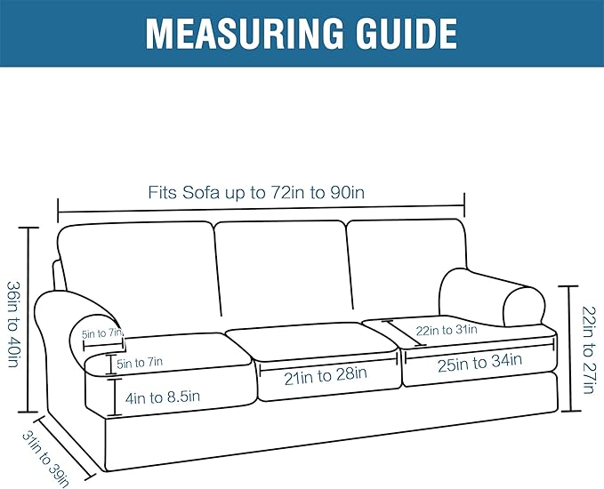 H.VERSAILTEX Sofa Cover 4 Piece T Cushion Sofa Slipcovers Thick Velvet Couch Cover Stretch T Cushion Sofa Covers for 3 Cushion Couch with 3 Individual T Cushion Covers Washable, Sea Grass
