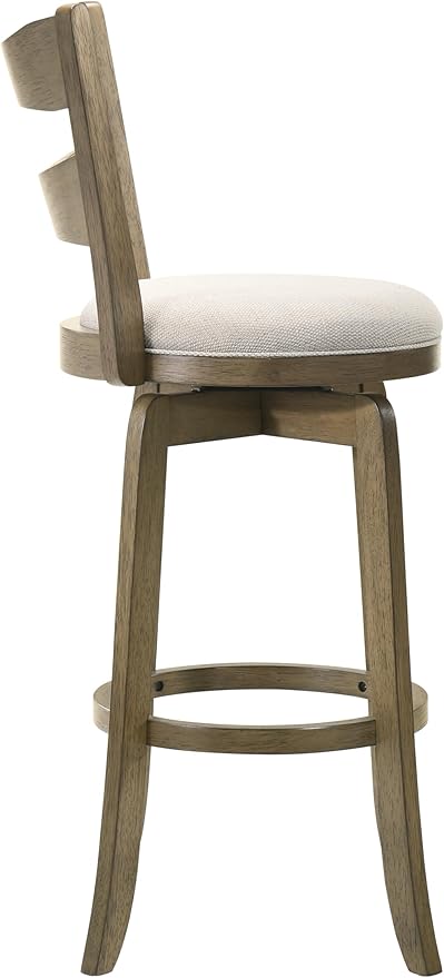 Armen Living Blair 26 in. Putty Brown Counter Height Rubberwood Swivel Barstool with Cream Fabric Seat - Set of 2