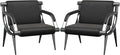 wonline 2Pcs Waiting Room Chair with Armrest Black PU Leather Office Furniture, Office Guest Seating Lobby Conference Reception Chairs for Airport Clinic Hospital Bank Salon Barber(Black)