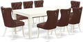 East West Furniture LGDA9-LWH-26 9 Piece Kitchen Table Set Consists of a Rectangle Dining Table with Butterfly Leaf and 8 Polyester Fabric Upholstered Parson Chairs, 42x84 Inch, linen white