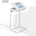C Shaped End Table with Charging Station, 45° Tiltable Adjustable Flip Top Side Table with Storage,Small C Table for Small Spaces,Slide Under Couch Sofa Bedside Table for Living Room,White