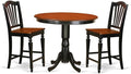 East West Furniture TRCH3-BLK-W 3 Piece Counter Height Dining Table Set Contains a Round Wooden Table and 2 Kitchen Dining Chairs, 42x42 Inch, Black & Cherry