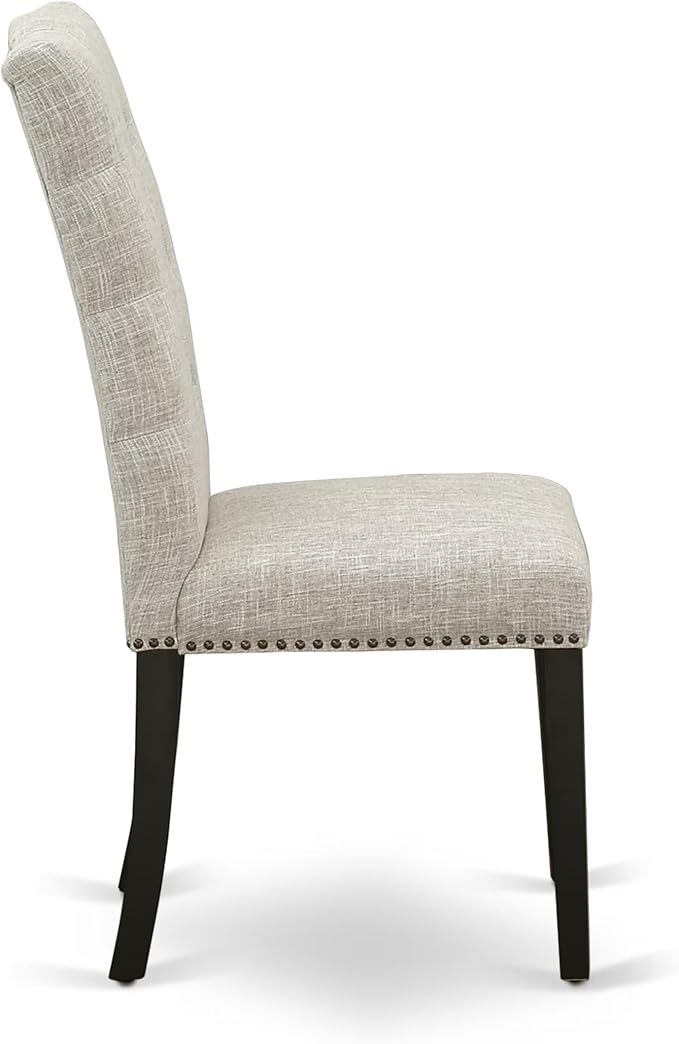 East West Furniture V677EL635-7 7 Piece Kitchen Table & Chairs Set Consist of a Rectangle Dining Room Table with V-Legs and 6 Doeskin Linen Fabric Parsons Chairs, 40x72 Inch, Multi-Color