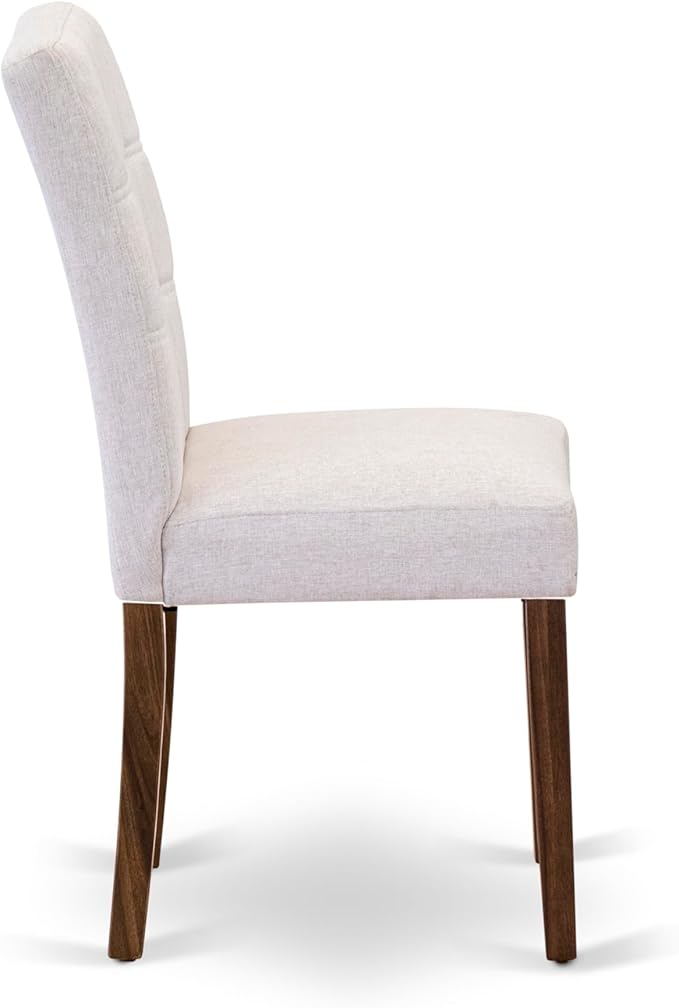East West Furniture ANAS5-AWA-08 5 Piece Mid Century Dining Table Set Consists A Kitchen Table and 4 Mist Beige Polyester Fabric Dining Chairs, Antique Walnut