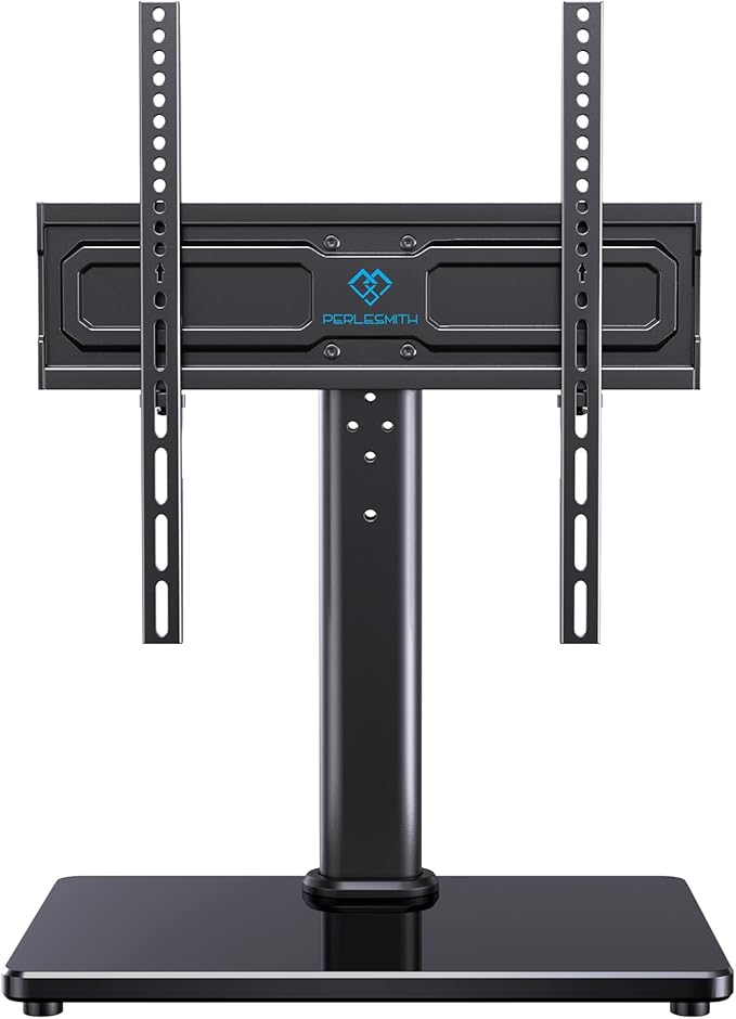PERLESMITH Universal Swivel TV Stand for 24-60 inch TVs up to 99 lbs, 8 Height Adjustable Table Top TV Stand, TV Base Stand with Tempered Glass Base, Max VESA 400x400mm, PSTVS33