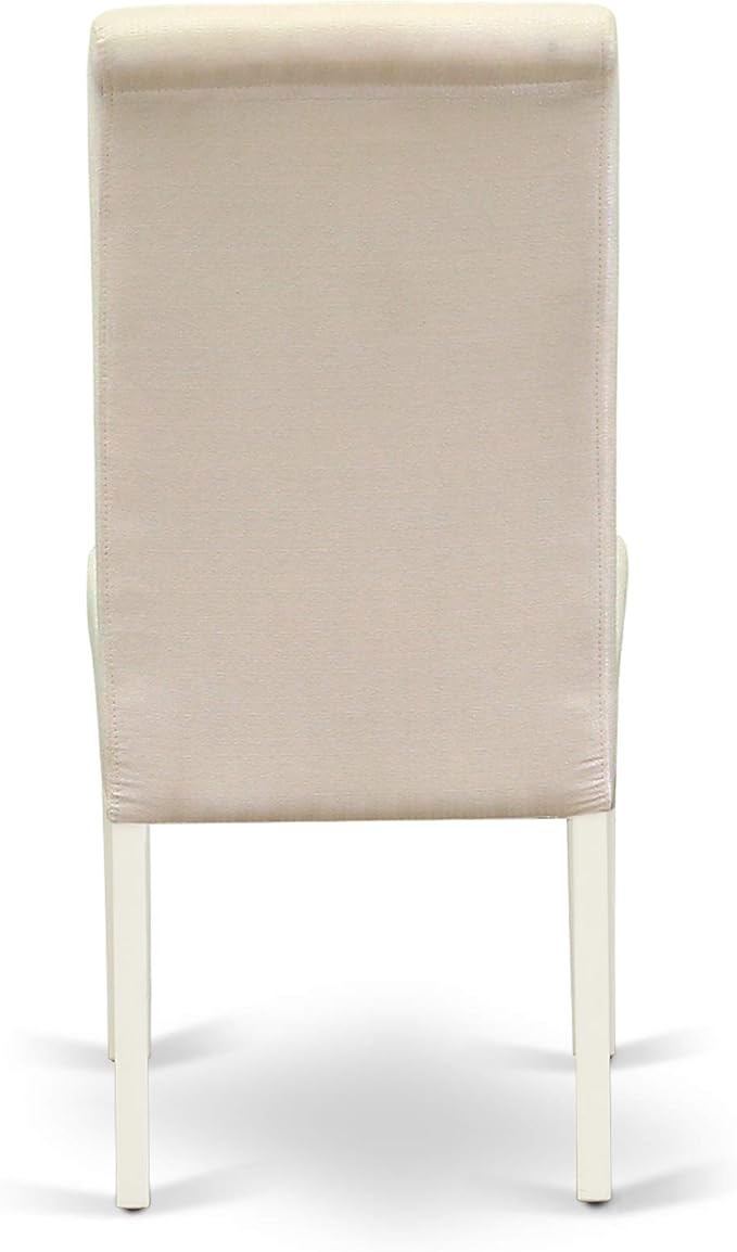 East West Furniture MZBA3-LWH-01 3 Piece Dining Room Table Set Contains a Rectangle Kitchen Table with Dropleaf and 2 Cream Linen Fabric Parson Dining Chairs, 36x54 Inch, Linen White