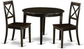 East West Furniture BOST3-CAP-W 3 Piece Modern Dining Table Set Contains a Round Kitchen Table and 2 Dining Chairs, 42x42 Inch, Cappuccino