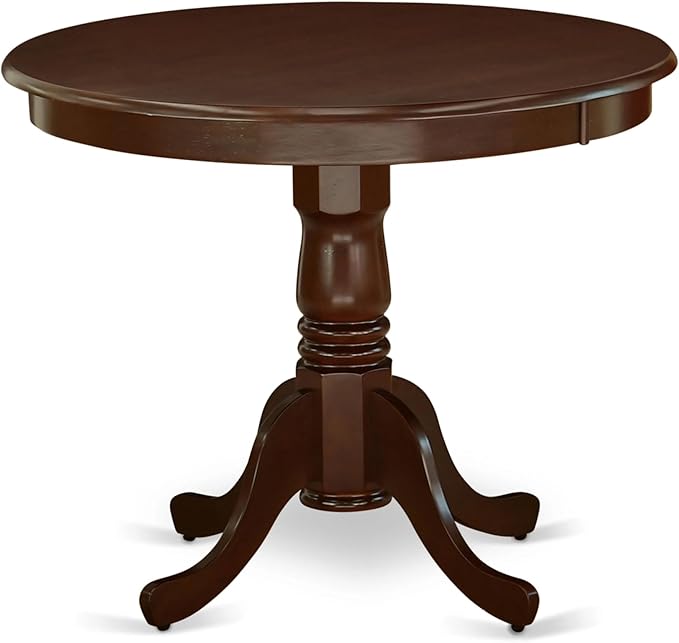 East West Furniture AMIP3-MAH-W 3 Piece Dining Table Set for Small Spaces Contains a Round Kitchen Table with Pedestal and 2 Kitchen Dining Chairs, 36x36 Inch, Mahogany