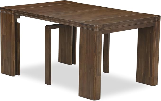 X02DA-2C8-32 6-Pc Dining Table Set includes an Extendable Rectangle Kitchen Table, 1 Coffee Table, 2 Polyester Dining Chairs and 2 Benches, 39x120 Inch, Antique Walnut