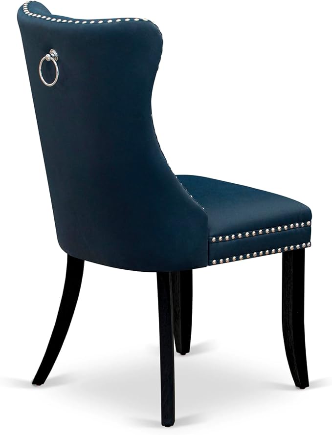 East West Furniture LGDA7-BLK-29 7 Piece Dining Set Consists of a Rectangle Kitchen Table with Butterfly Leaf and 6 Polyester Fabric Upholstered Chairs, 42x84 Inch, Black