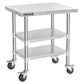 DuraSteel Stainless Steel Work Table 30" x 24" x 34" Height w/ 4 Caster Wheels - Food Prep Commercial Grade Worktable - NSF Certified - Good for Restaurant, Business, Warehouse, Home, Kitchen, Garage