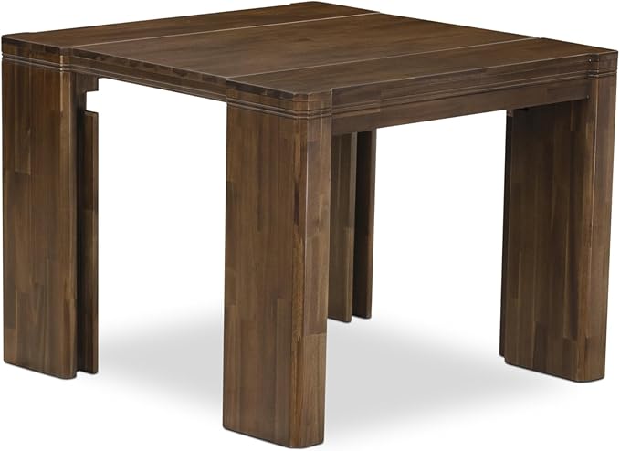X07SI-B08-04 - 9 Pieces Mid Century Dining Set includes an Extendable Rectangle Kitchen Table, 7 Dining Chairs and 1 Modern Bench, 39x120 Inch, Antique Walnut