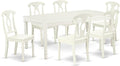 East West Furniture DOKE7-LWH-W 7 Piece Dining Set Consist of a Rectangle Dining Table with Butterfly Leaf and 6 Kitchen Chairs, 42x78 Inch, Linen White