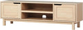 Walker Edison Tage Modern Pull-Open Door Low Stand for TVs up to 65 Inches, 58 Inch, Coastal Oak