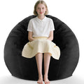 2FT Bean Bag Chair, Comfy Bean Bag Chairs with Memory Foam Filled, Fluffy Beanbag Sofa with Dutch Velvet Cover, Teardrop BeanBag Chairs for Living Room, Playroom - Black