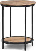 SIMPLIHOME Jenna Industrial 18 inch Wide Metal Round Accent Side Table in Natural for the Living Room and Bedroom
