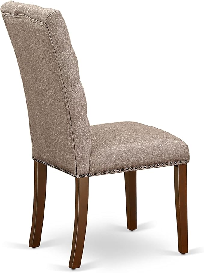 East West Furniture CAEL5-MAH-16 5 Piece Dining Table Set for 4 Includes a Rectangle Kitchen Table and 4 Dark Khaki Linen Fabric Parsons Dining Chairs, 36x60 Inch, Linen White