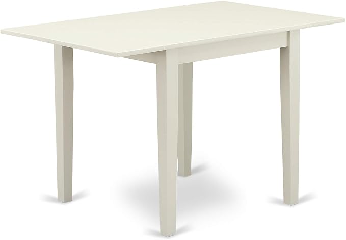 East West Furniture NDGR5-LWH-W 5 Piece Dining Room Furniture Set Includes a Rectangle Kitchen Table with Dropleaf and 4 Dining Chairs, 30x48 Inch, Linen White
